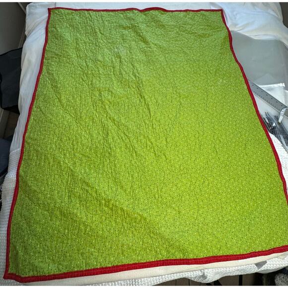 Handmade Baby Quilt Vibrant Colors Excellent condition Block Lime Green Red Blue - Picture 6 of 9
